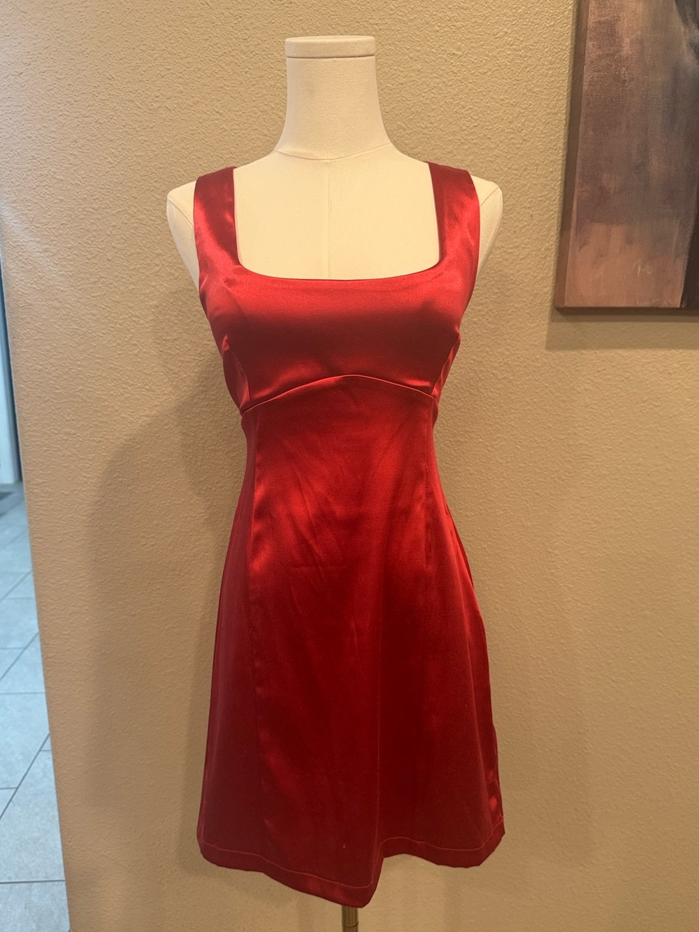 **NWT**   Maeve Square-Neck Satin Mini Dress